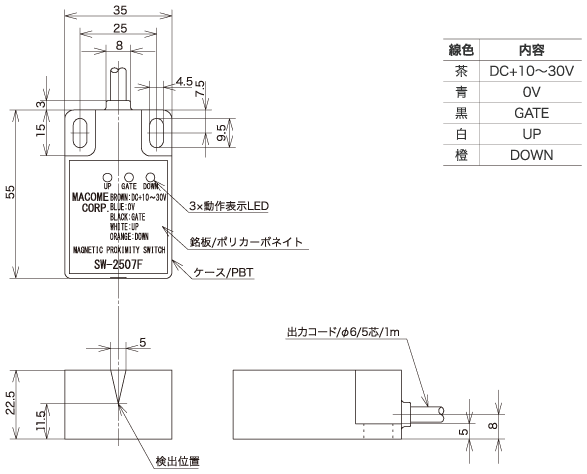 定位传感器3ch开关量输出型“SW-2507F”外形图